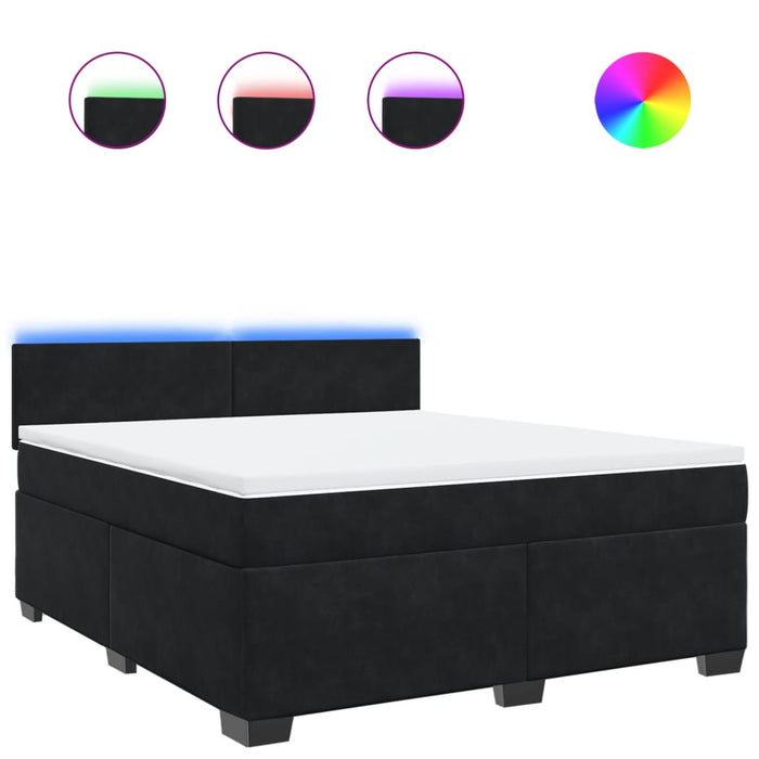 Pat box spring cu saltea, negru, 180x200 cm, catifea - WALTI WALTI
