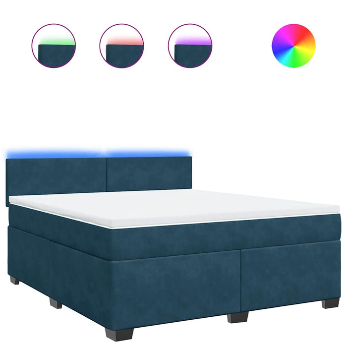 Pat box spring cu saltea, albastru, 180x200 cm, catifea - WALTI WALTI