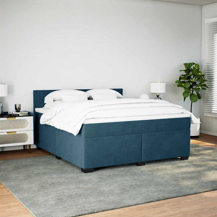 Pat box spring cu saltea, albastru, 180x200 cm, catifea - WALTI WALTI