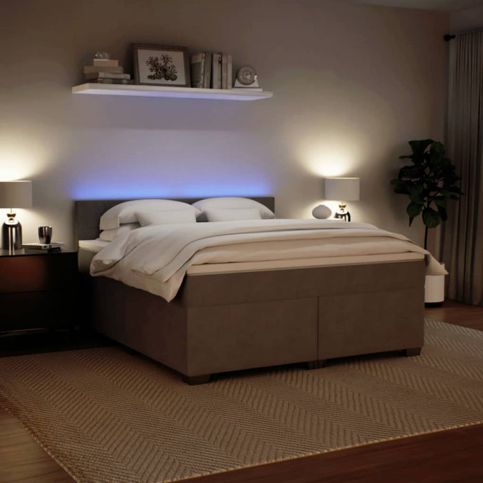 Pat box spring cu saltea, gri deschis, 180x200 cm, catifea - WALTI WALTI