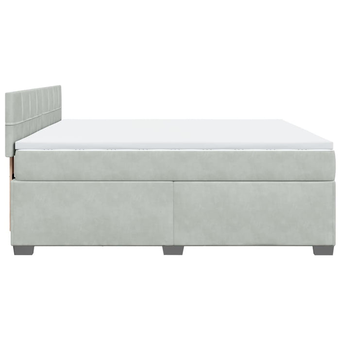 Pat box spring cu saltea, gri deschis, 180x200 cm, catifea - WALTI WALTI