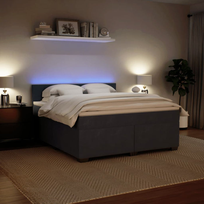 Pat box spring cu saltea, gri închis, 180x200 cm, catifea - WALTI WALTI