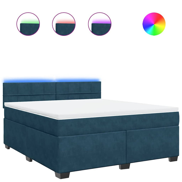 Pat box spring cu saltea, albastru, 180x200 cm, catifea - WALTI WALTI