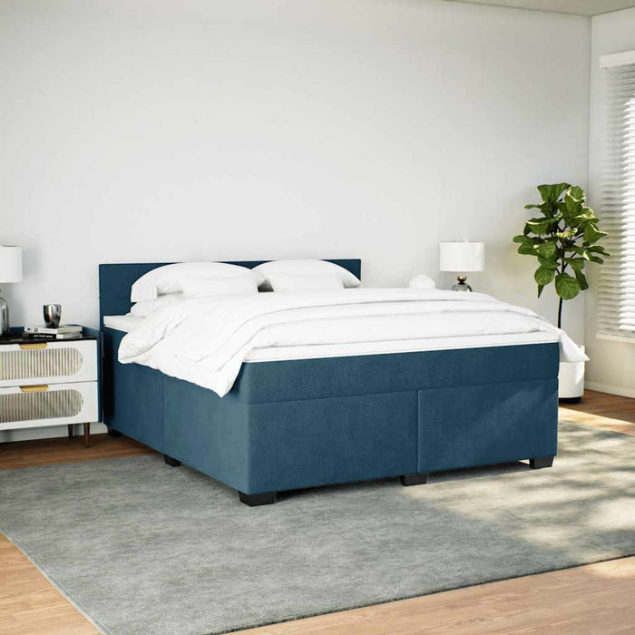 Pat box spring cu saltea, albastru, 180x200 cm, catifea - WALTI WALTI