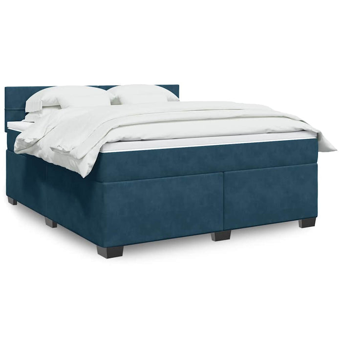 Pat box spring cu saltea, albastru, 180x200 cm, catifea - WALTI WALTI