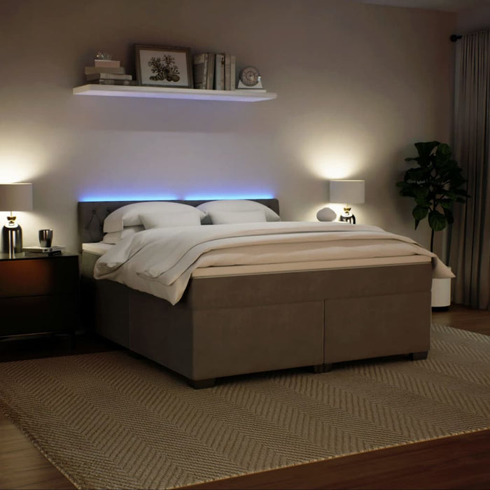 Pat box spring cu saltea, gri deschis, 180x200 cm, catifea - WALTI WALTI