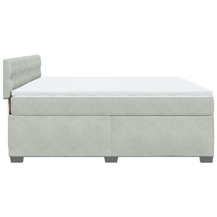 Pat box spring cu saltea, gri deschis, 180x200 cm, catifea - WALTI WALTI