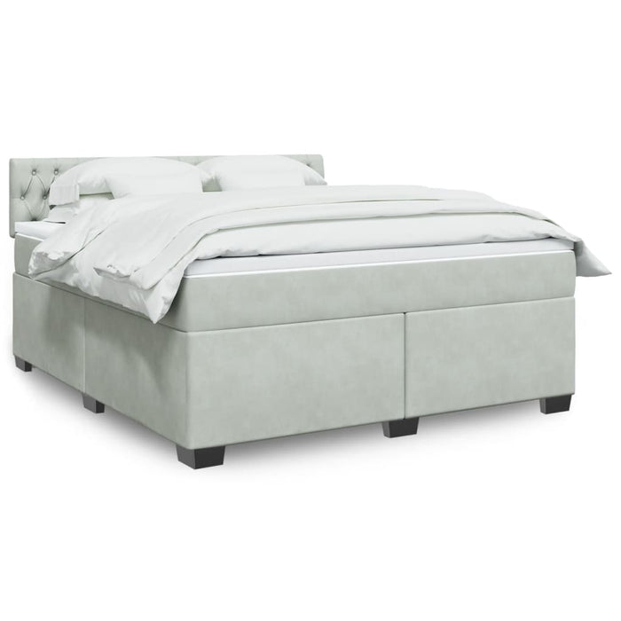 Pat box spring cu saltea, gri deschis, 180x200 cm, catifea - WALTI WALTI