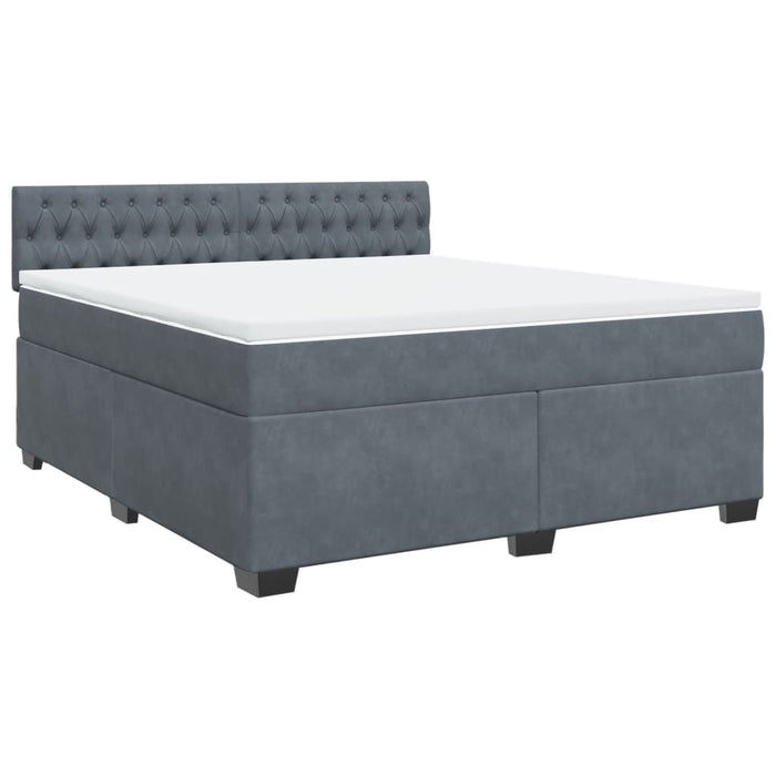 Pat box spring cu saltea, gri închis, 180x200 cm, catifea - WALTI WALTI