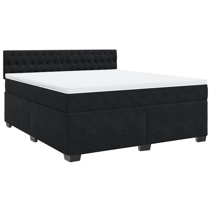 Pat box spring cu saltea, negru, 180x200 cm, catifea - WALTI WALTI