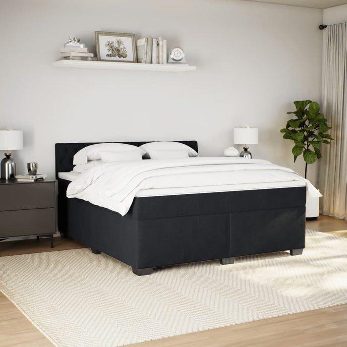 Pat box spring cu saltea, negru, 180x200 cm, catifea - WALTI WALTI