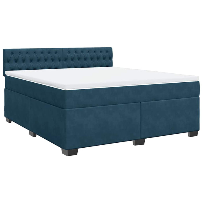 Pat box spring cu saltea, albastru, 180x200 cm, catifea WALTI
