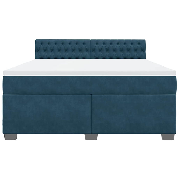 Pat box spring cu saltea, albastru, 180x200 cm, catifea WALTI