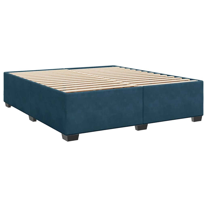 Pat box spring cu saltea, albastru, 180x200 cm, catifea WALTI