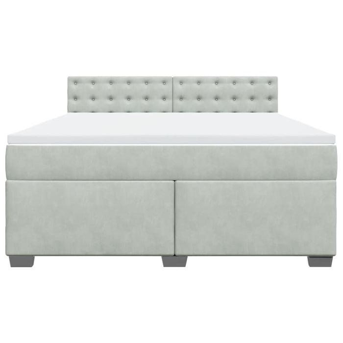 Pat box spring cu saltea, gri deschis, 180x200 cm, catifea - WALTI WALTI