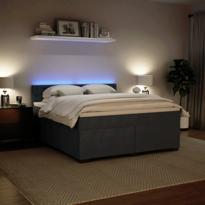 Pat box spring cu saltea, gri închis, 180x200 cm, catifea - WALTI WALTI
