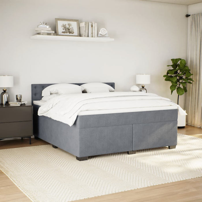 Pat box spring cu saltea, gri închis, 180x200 cm, catifea - WALTI WALTI
