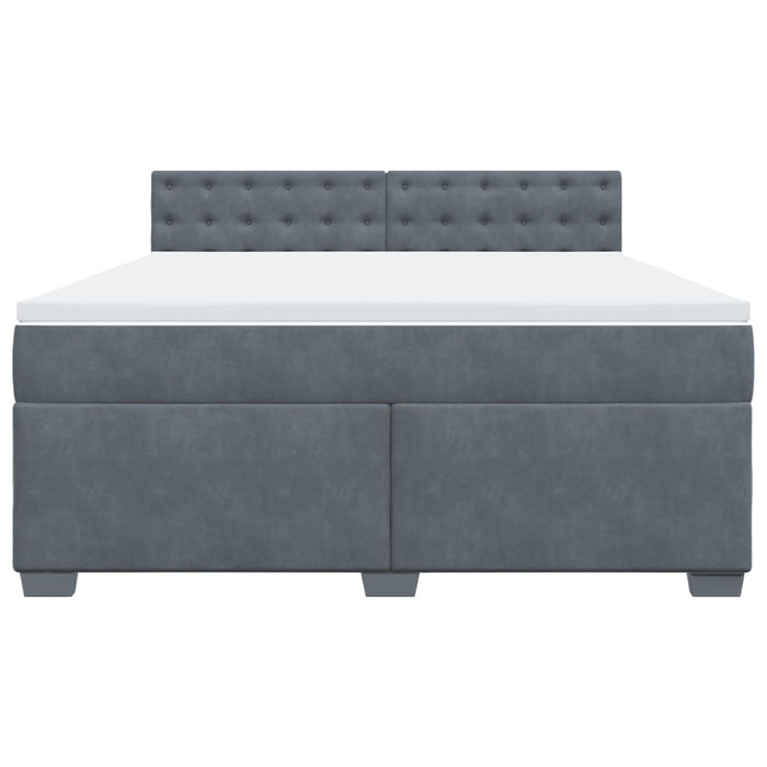 Pat box spring cu saltea, gri închis, 180x200 cm, catifea - WALTI WALTI