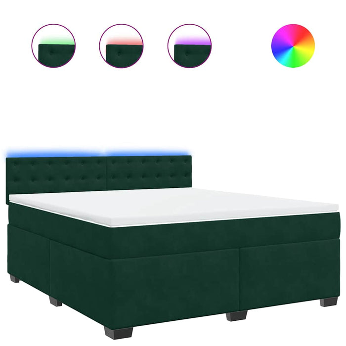 Pat box spring cu saltea, verde închis, 180x200 cm, catifea - WALTI WALTI