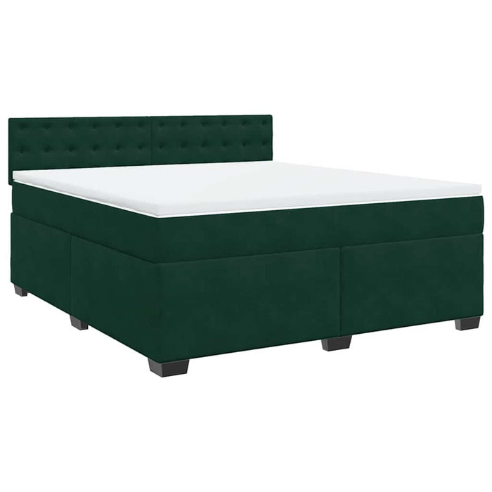 Pat box spring cu saltea, verde închis, 180x200 cm, catifea - WALTI WALTI