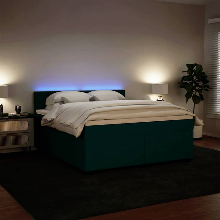 Pat box spring cu saltea, verde închis, 180x200 cm, catifea - WALTI WALTI