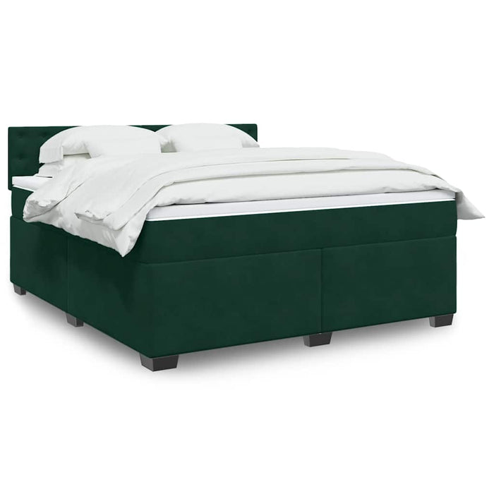 Pat box spring cu saltea, verde închis, 180x200 cm, catifea - WALTI WALTI