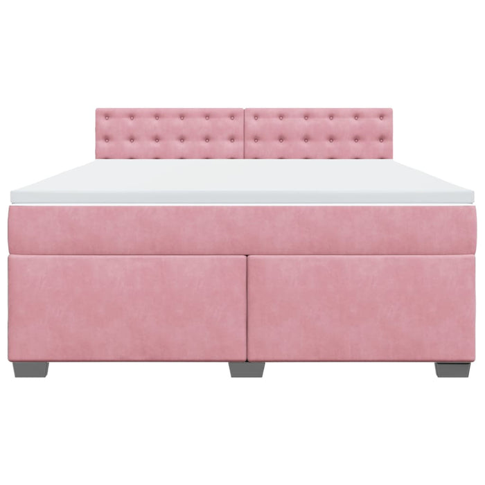 Pat box spring cu saltea, roz, 180x200 cm, catifea - WALTI WALTI