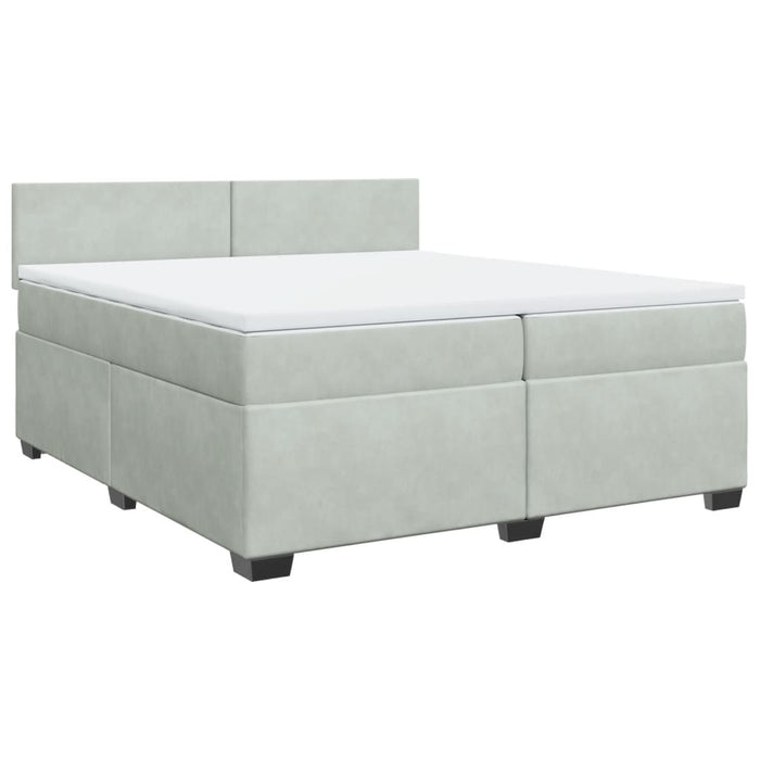 Pat box spring cu saltea, gri deschis, 200x200 cm, catifea - WALTI WALTI