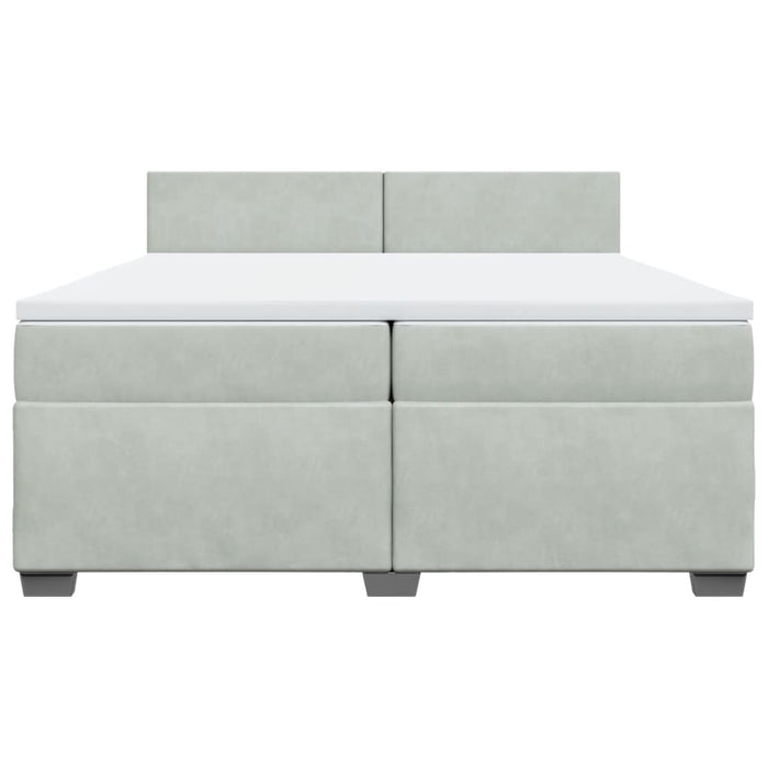Pat box spring cu saltea, gri deschis, 200x200 cm, catifea - WALTI WALTI