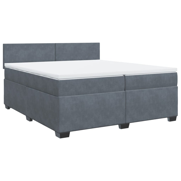 Pat box spring cu saltea, gri închis, 200x200 cm, catifea - WALTI WALTI