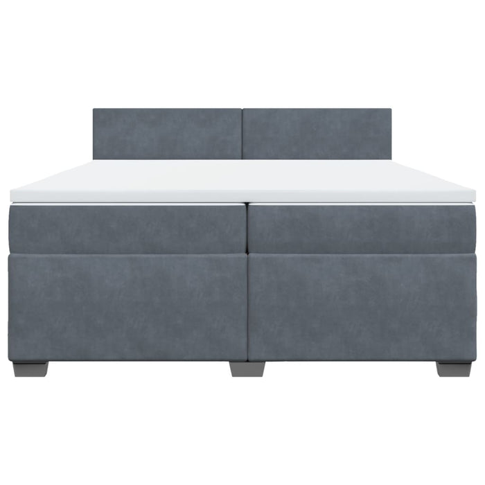 Pat box spring cu saltea, gri închis, 200x200 cm, catifea - WALTI WALTI