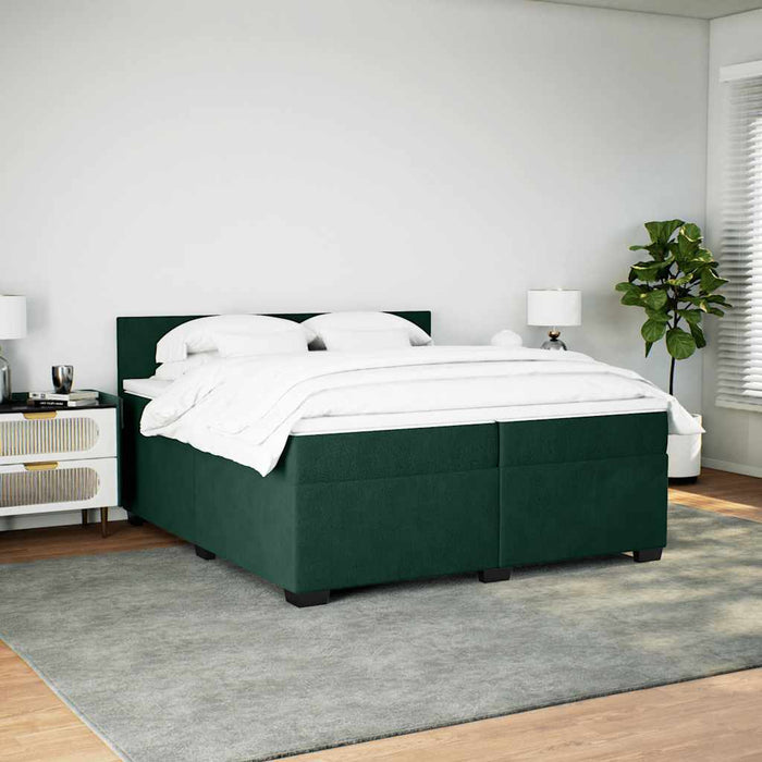 Pat box spring cu saltea, verde închis, 200x200 cm, catifea - WALTI WALTI