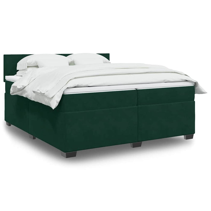 Pat box spring cu saltea, verde închis, 200x200 cm, catifea - WALTI WALTI