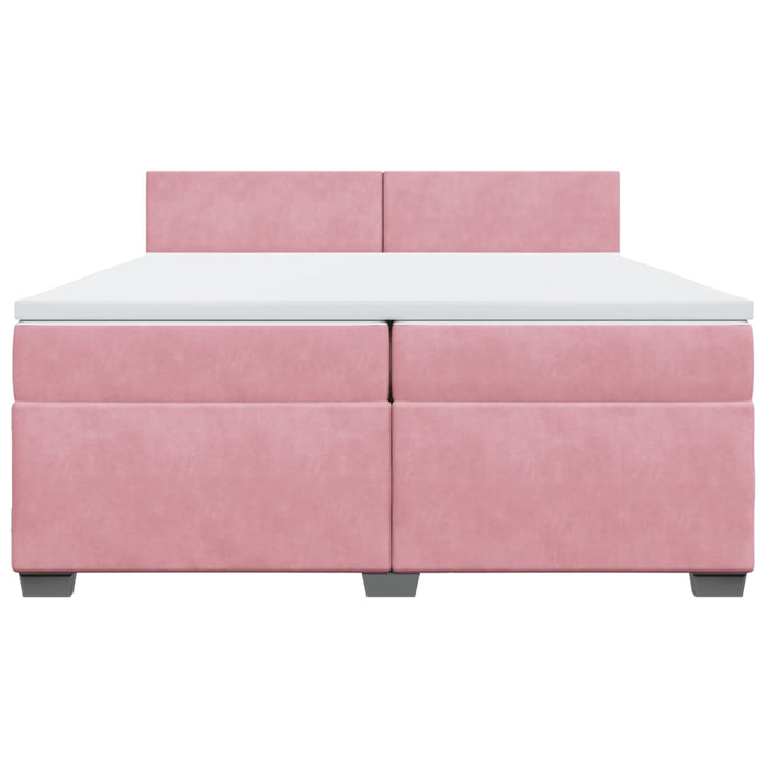 Pat box spring cu saltea, roz, 200x200 cm, catifea - WALTI WALTI