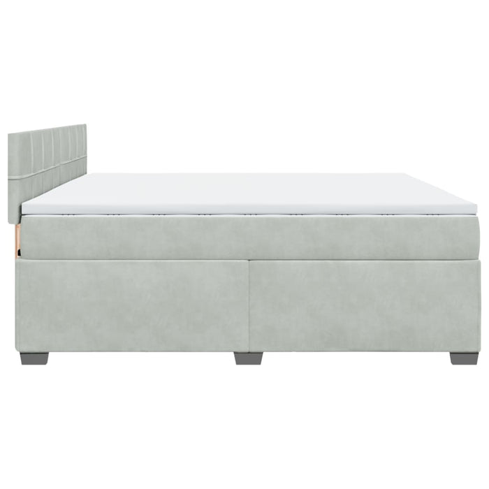 Pat box spring cu saltea, gri deschis, 200x200 cm, catifea - WALTI WALTI