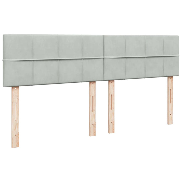 Pat box spring cu saltea, gri deschis, 200x200 cm, catifea - WALTI WALTI