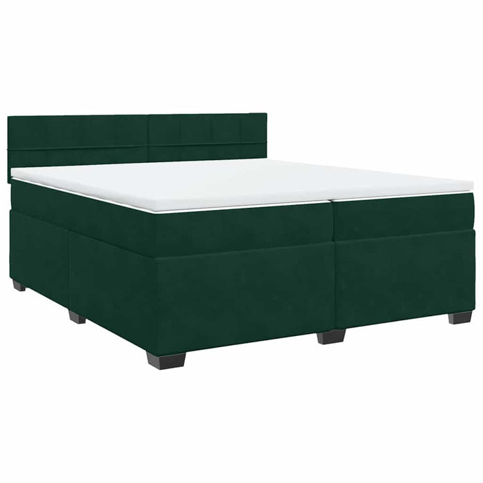 Pat box spring cu saltea, verde închis, 200x200 cm, catifea - WALTI WALTI