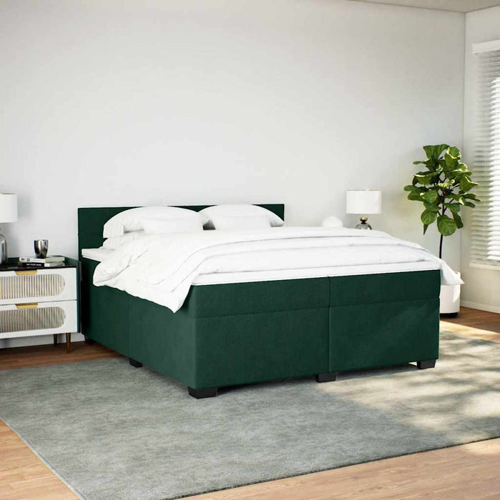 Pat box spring cu saltea, verde închis, 200x200 cm, catifea - WALTI WALTI