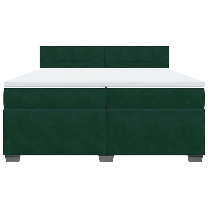 Pat box spring cu saltea, verde închis, 200x200 cm, catifea - WALTI WALTI
