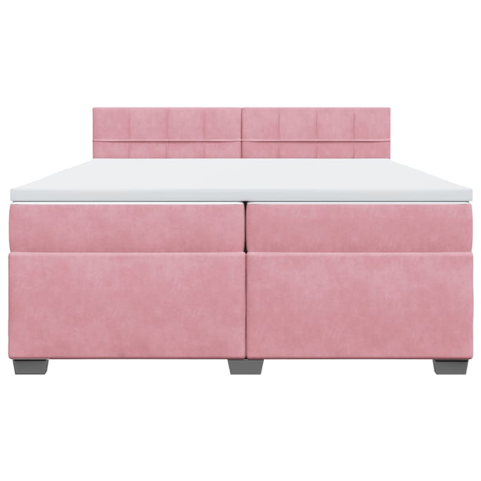 Pat box spring cu saltea, roz, 200x200 cm, catifea - WALTI WALTI