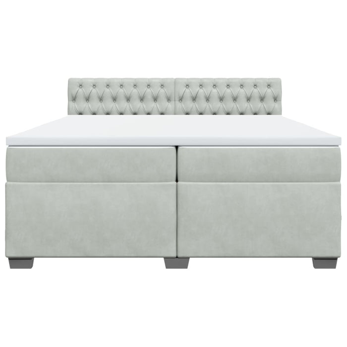 Pat box spring cu saltea, gri deschis, 200x200 cm, catifea - WALTI WALTI