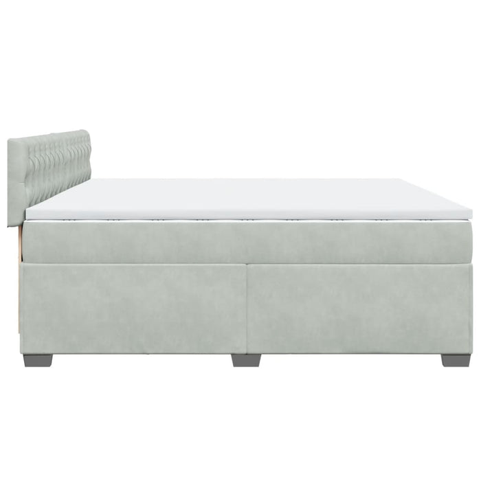 Pat box spring cu saltea, gri deschis, 200x200 cm, catifea - WALTI WALTI