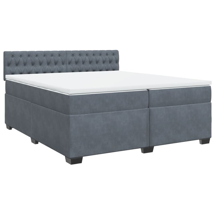 Pat box spring cu saltea, gri închis, 200x200 cm, catifea - WALTI WALTI