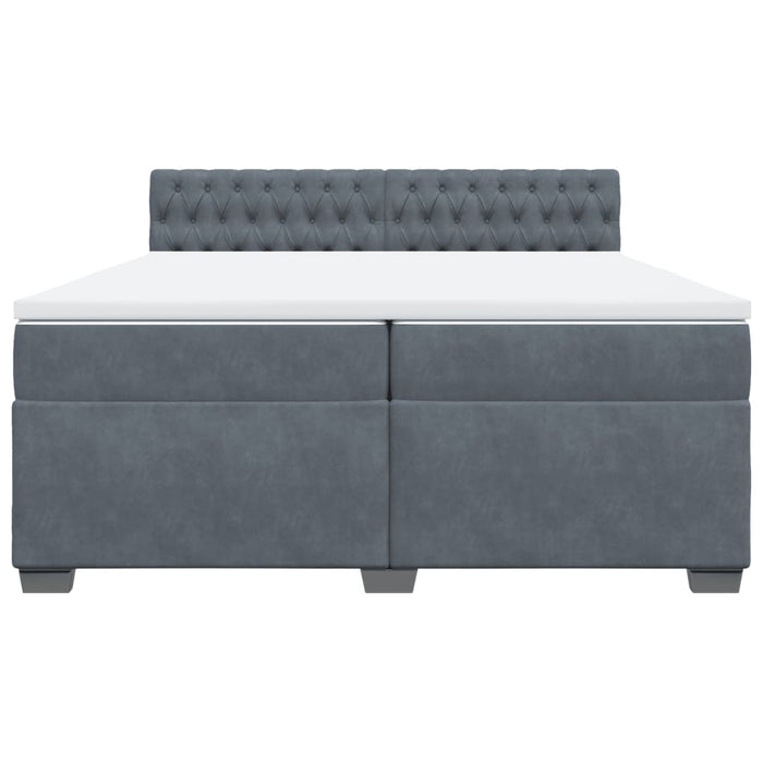 Pat box spring cu saltea, gri închis, 200x200 cm, catifea - WALTI WALTI