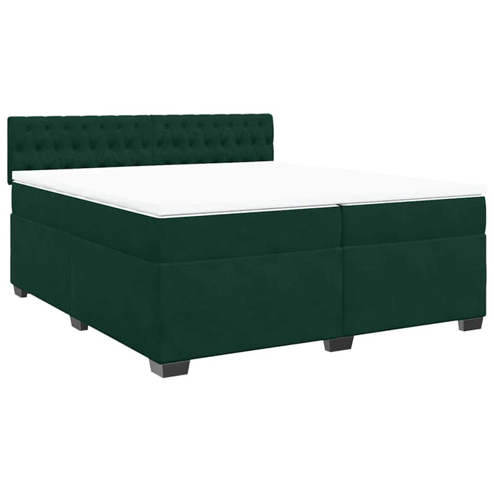 Pat box spring cu saltea, verde închis, 200x200 cm, catifea - WALTI WALTI