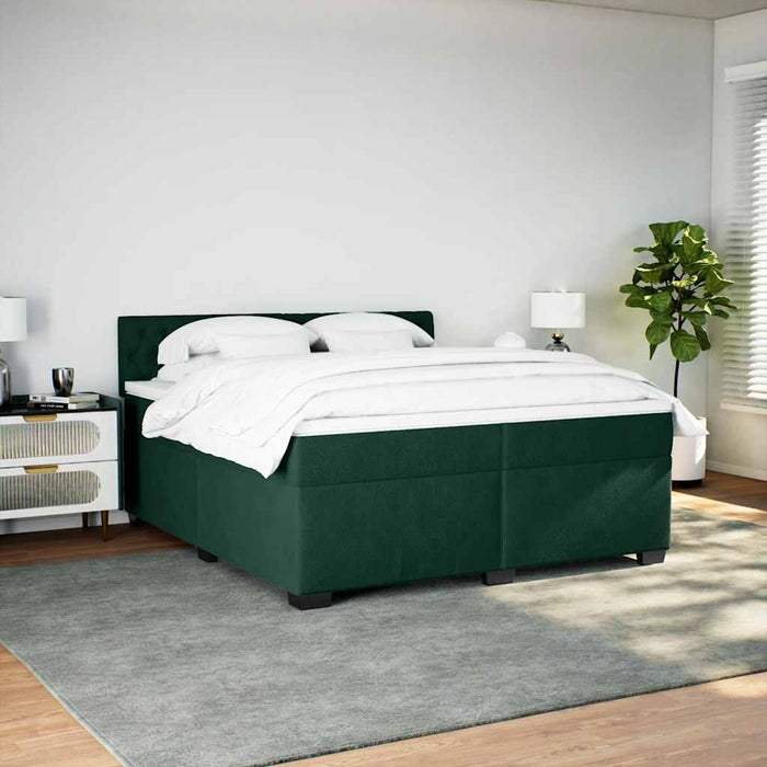 Pat box spring cu saltea, verde închis, 200x200 cm, catifea - WALTI WALTI