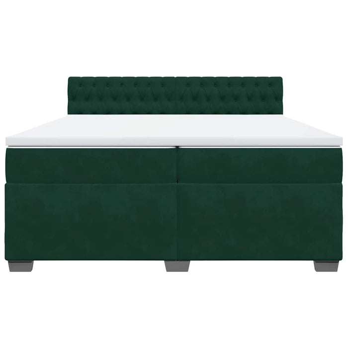 Pat box spring cu saltea, verde închis, 200x200 cm, catifea - WALTI WALTI
