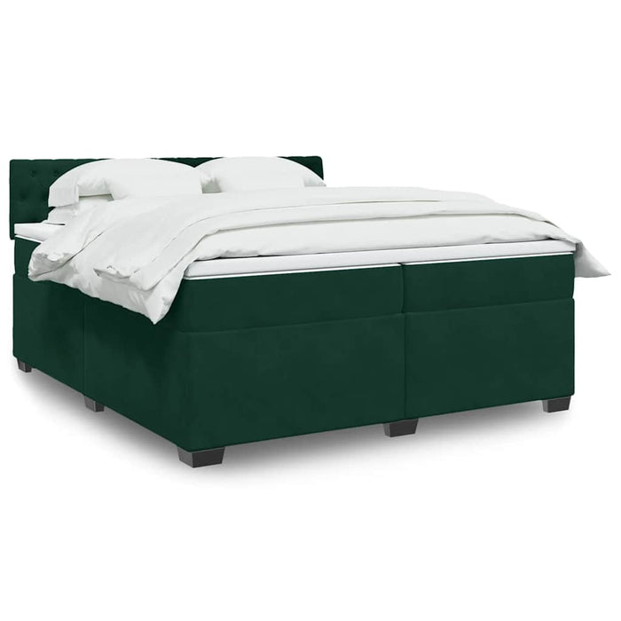 Pat box spring cu saltea, verde închis, 200x200 cm, catifea - WALTI WALTI