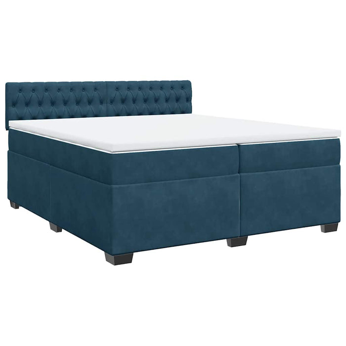 Pat box spring cu saltea, albastru, 200x200 cm, catifea - WALTI WALTI