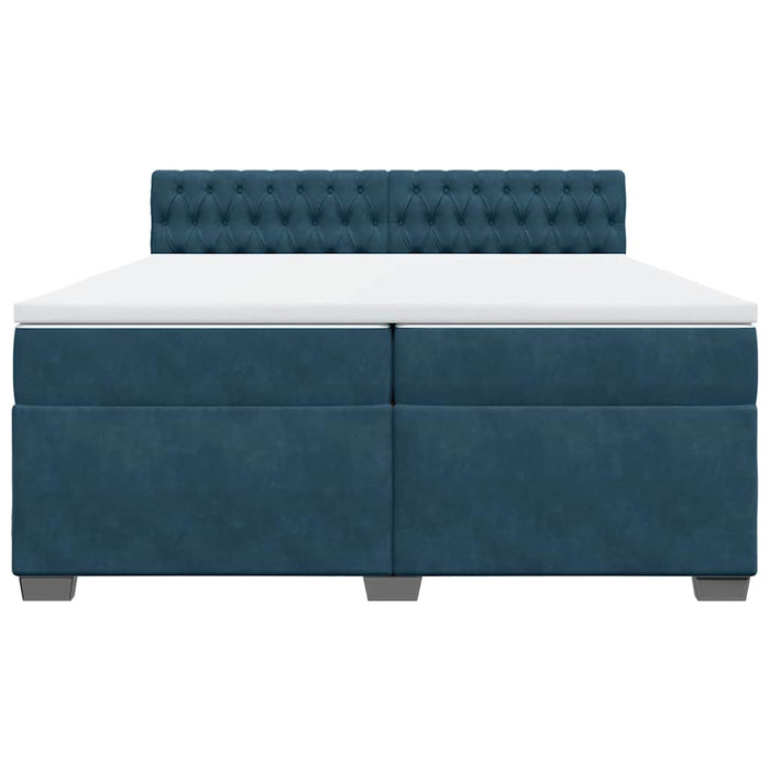 Pat box spring cu saltea, albastru, 200x200 cm, catifea - WALTI WALTI